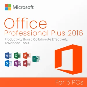 Microsoft Office 2016 Professional Plus - Lifetime License Key For 5 PCs