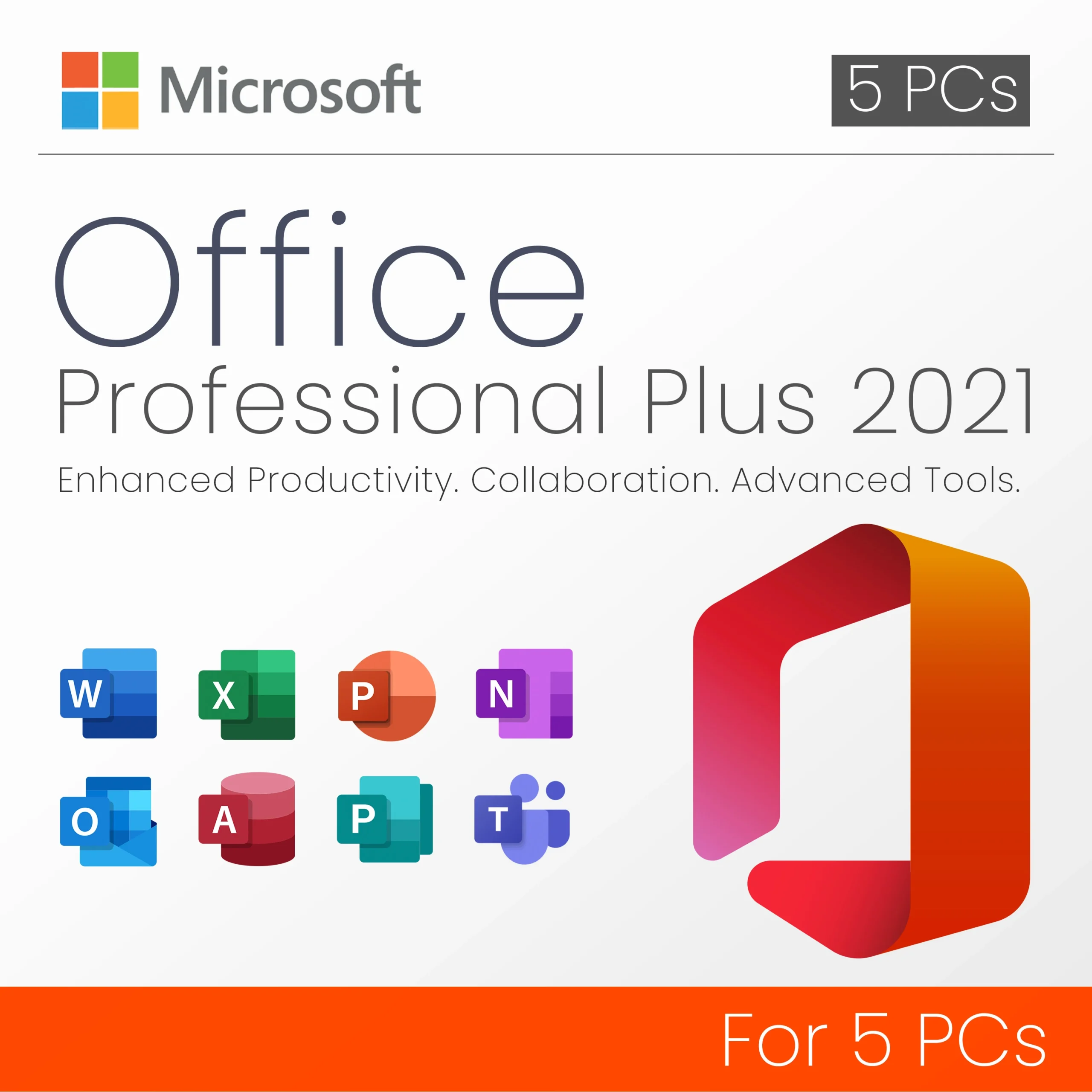 Microsoft Office 2021 Professional Plus - Lifetime License Key For 5 PCs