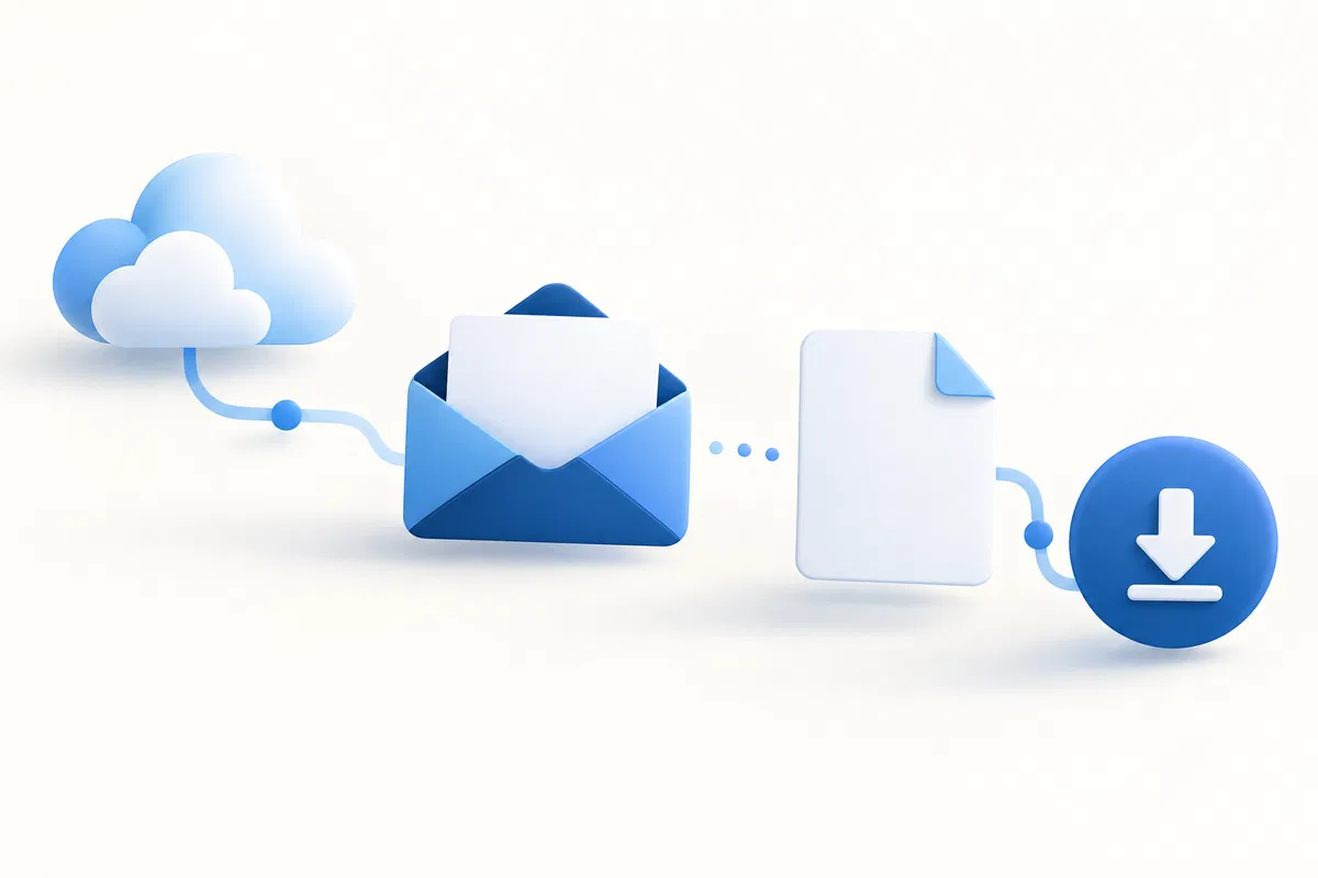 Email delivery and digital software download illustration